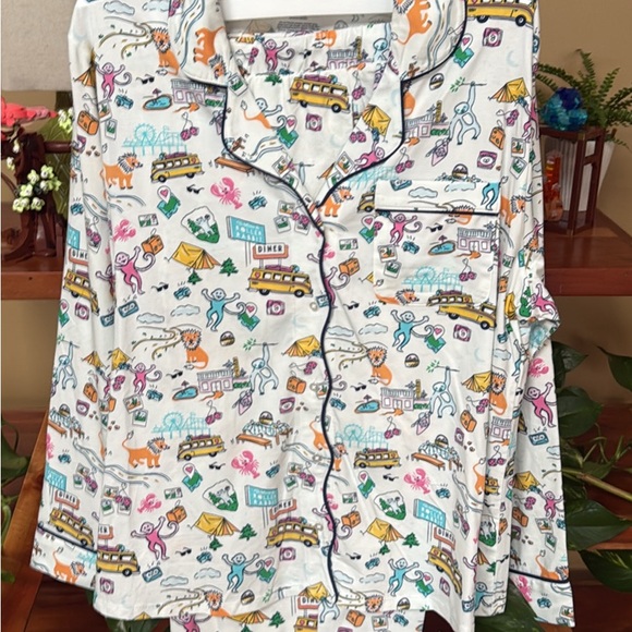 Roller Rabbit Multicolor Monkey Print Sleepwear - Picture 2 of 2